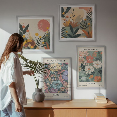 Ensemble de 4 tableaux Affiches florales paris londres