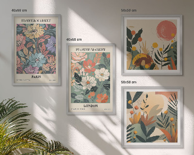 Ensemble de 4 tableaux Affiches florales paris londres