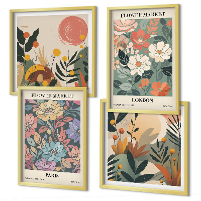 Ensemble de 4 tableaux Affiches florales paris londres