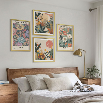 Ensemble de 4 tableaux Affiches florales paris londres