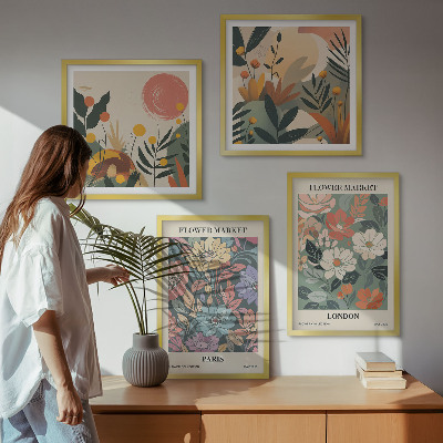 Ensemble de 4 tableaux Affiches florales paris londres