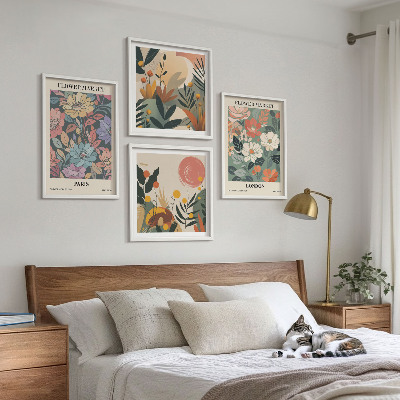 Ensemble de 4 tableaux Affiches florales paris londres