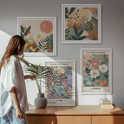 Ensemble de 4 tableaux Affiches florales paris londres