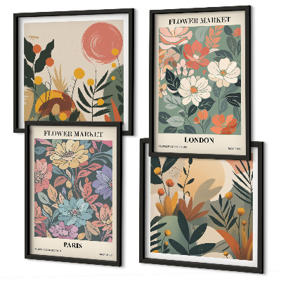 Ensemble de 4 tableaux Affiches florales paris londres