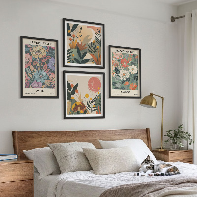 Ensemble de 4 tableaux Affiches florales paris londres