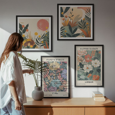 Ensemble de 4 tableaux Affiches florales paris londres