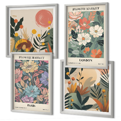Ensemble de 4 tableaux Affiches florales paris londres