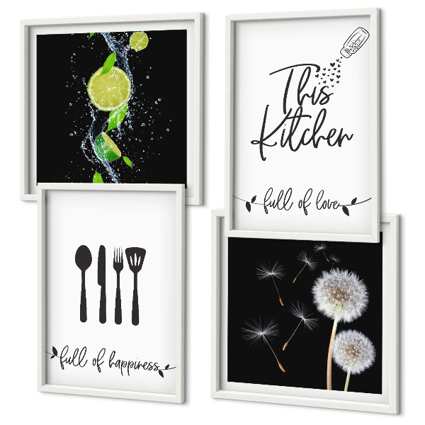 Mur de tableaux Inscriptions de cuisine en forme de pissenlit