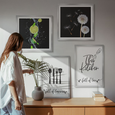Mur de tableaux Inscriptions de cuisine en forme de pissenlit