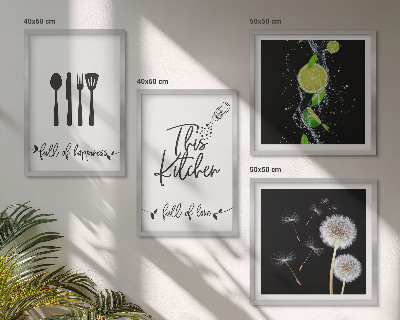 Mur de tableaux Inscriptions de cuisine en forme de pissenlit