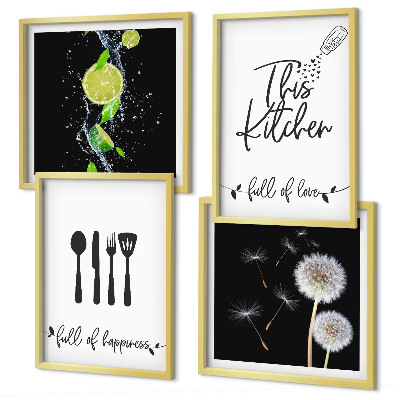 Mur de tableaux Inscriptions de cuisine en forme de pissenlit