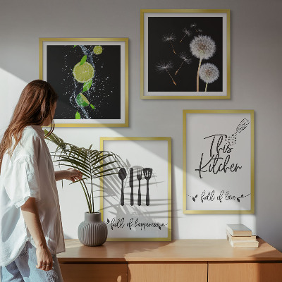 Mur de tableaux Inscriptions de cuisine en forme de pissenlit