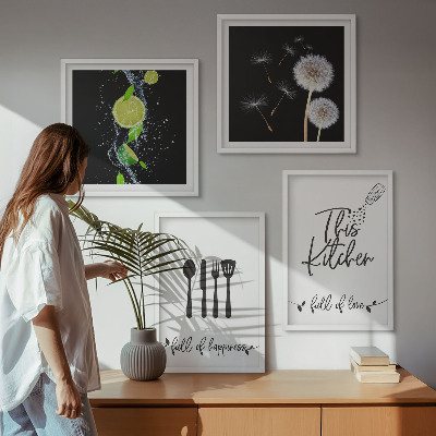 Mur de tableaux Inscriptions de cuisine en forme de pissenlit