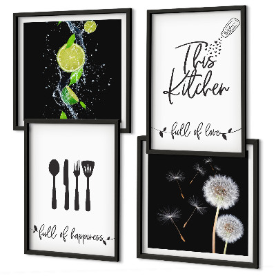 Mur de tableaux Inscriptions de cuisine en forme de pissenlit