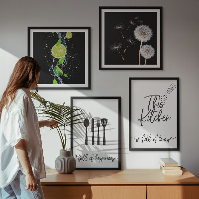 Mur de tableaux Inscriptions de cuisine en forme de pissenlit