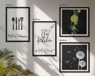 Mur de tableaux Inscriptions de cuisine en forme de pissenlit