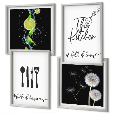 Mur de tableaux Inscriptions de cuisine en forme de pissenlit
