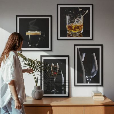 Polyptyque z cadres Whisky vin champagne café alcool