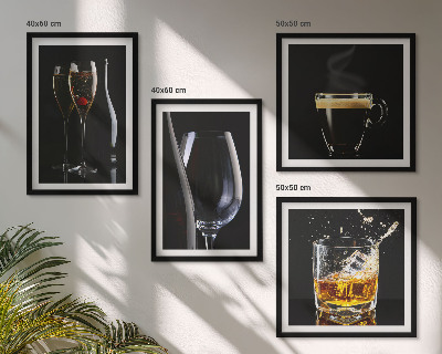 Polyptyque z cadres Whisky vin champagne café alcool