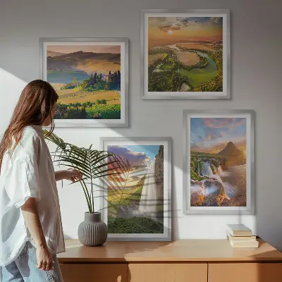 Couchers de soleil italiens ensemble de 4 tableaux