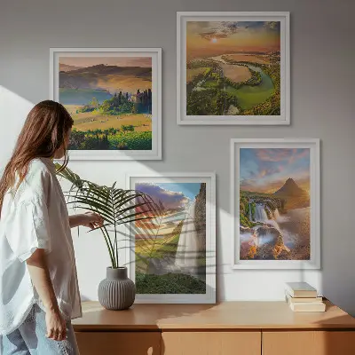 Couchers de soleil italiens ensemble de 4 tableaux