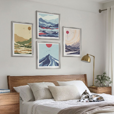 Polyptyque z cadres Montagnes pastel style japandi