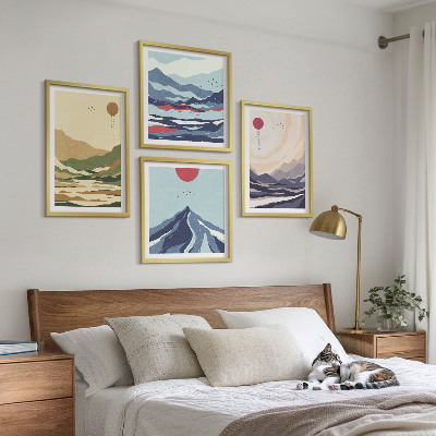 Polyptyque z cadres Montagnes pastel style japandi