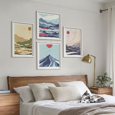 Polyptyque z cadres Montagnes pastel style japandi