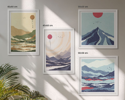 Polyptyque z cadres Montagnes pastel style japandi