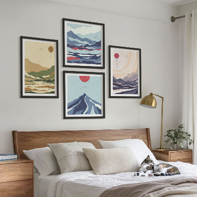 Polyptyque z cadres Montagnes pastel style japandi