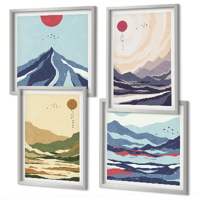 Polyptyque z cadres Montagnes pastel style japandi