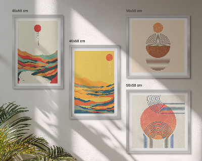 Polyptyque z cadres Motifs colorés des montagnes de la rivière japandi
