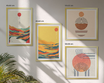 Polyptyque z cadres Motifs colorés des montagnes de la rivière japandi
