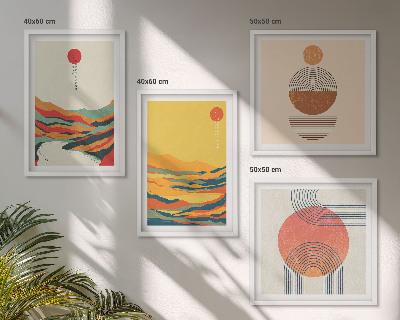 Polyptyque z cadres Motifs colorés des montagnes de la rivière japandi