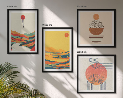 Polyptyque z cadres Motifs colorés des montagnes de la rivière japandi