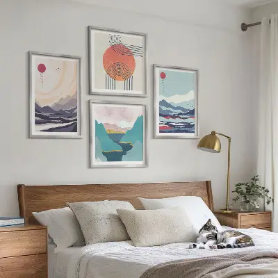 Paysages montagneux japonais ensemble de 4 tableaux