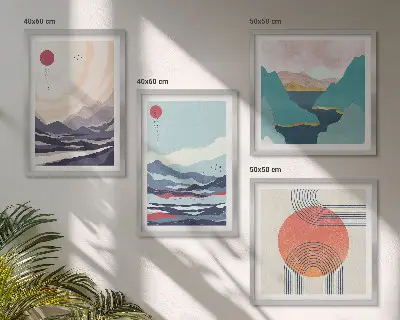 Paysages montagneux japonais ensemble de 4 tableaux