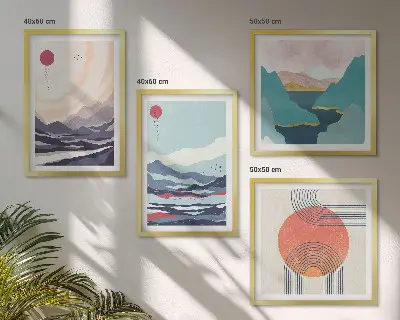 Paysages montagneux japonais ensemble de 4 tableaux