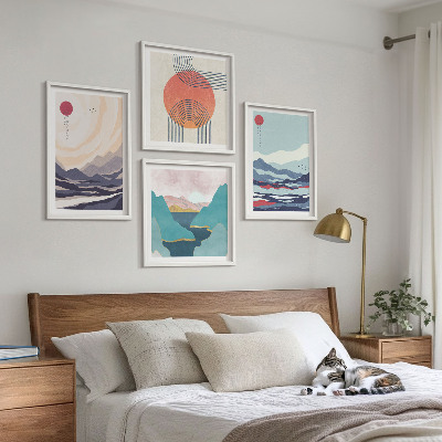 Ensemble de 4 tableaux Paysages montagneux japonais