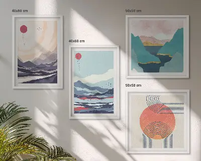 Paysages montagneux japonais ensemble de 4 tableaux