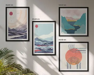 Paysages montagneux japonais ensemble de 4 tableaux
