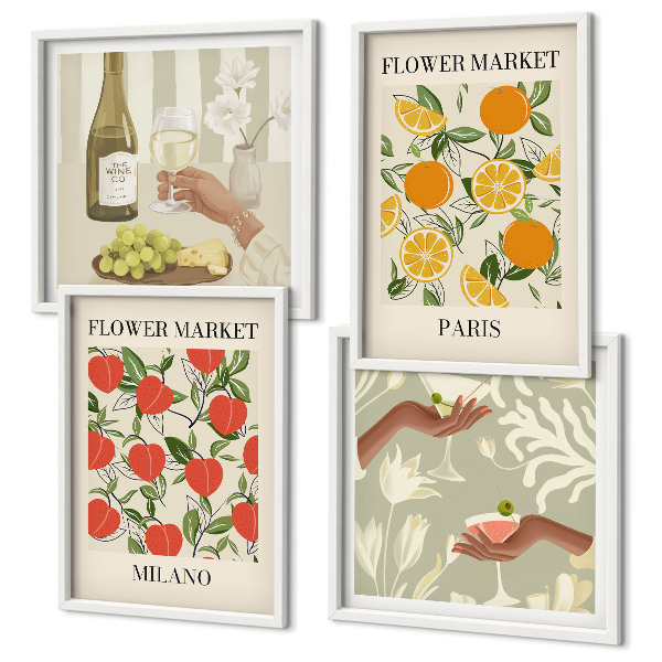 Mur de tableaux Fleurs vin milan paris