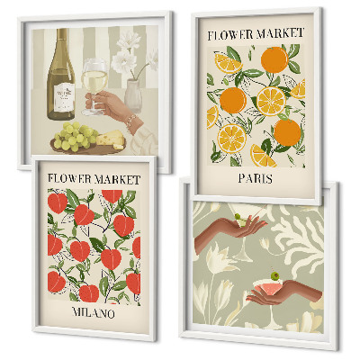 Mur de tableaux Fleurs vin milan paris