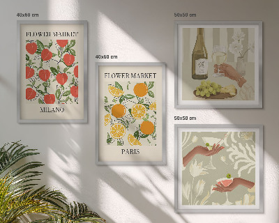 Mur de tableaux Fleurs vin milan paris