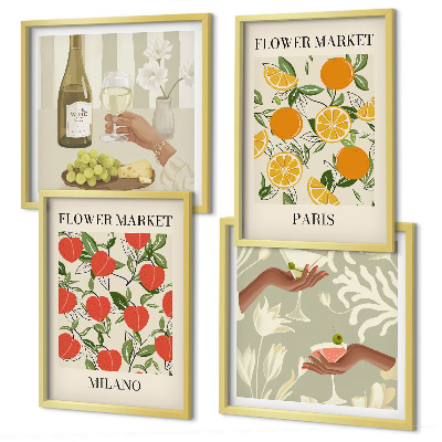 Mur de tableaux Fleurs vin milan paris