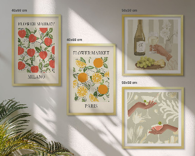 Mur de tableaux Fleurs vin milan paris