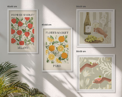 Mur de tableaux Fleurs vin milan paris