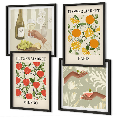 Mur de tableaux Fleurs vin milan paris