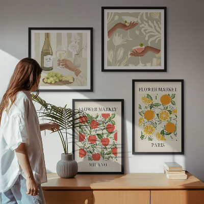 Mur de tableaux Fleurs vin milan paris