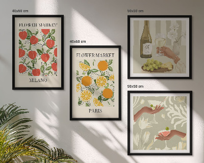 Mur de tableaux Fleurs vin milan paris